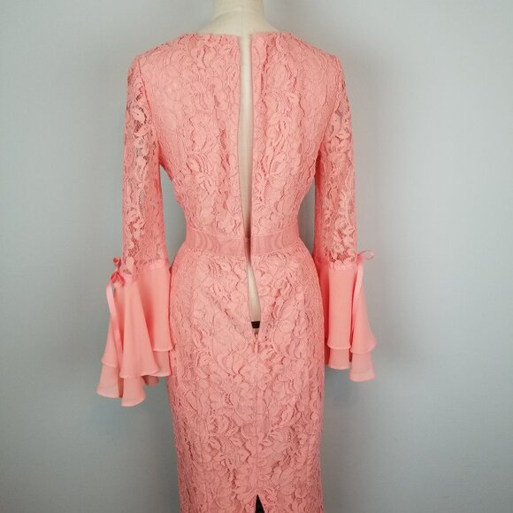 Gorgeous Peach Corded Lace Wiggle Cocktail Dress by Eva Mendes Women's Size 4 - Picture 8 of 10